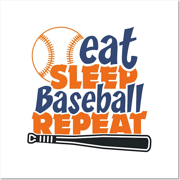 Eat Sleep Baseball repeat Wall Art by artdise